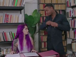 Inked Purple Hair Punk Tricks Janitor Into adult film sex clip movies