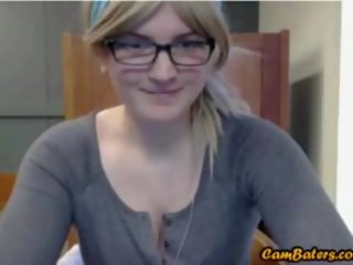 Nerdy Blonde babe Flashes In Library