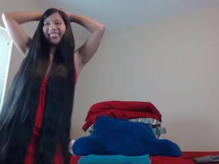 Cute Long Haired Asian Striptease and Hairplay: HD xxx film 6a