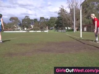 Hairy Lesbian Soccer Player Licked shortly after Training